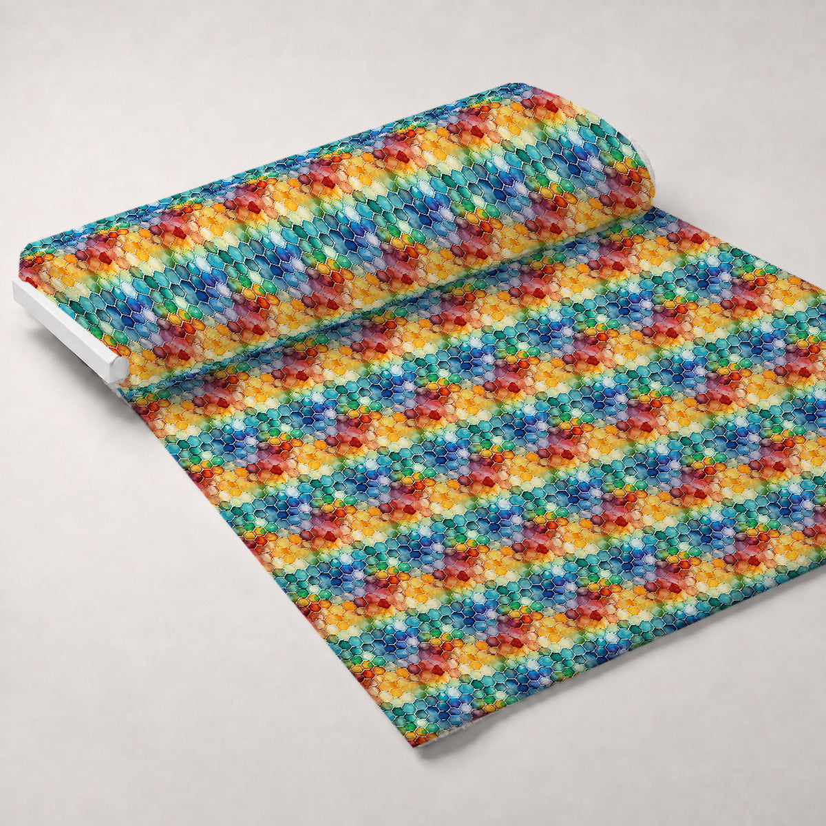 Painted Hexies Pattern 7 Minky Fabric — plush minky unrolled bolt preview (mv-minky-v1:bolt)