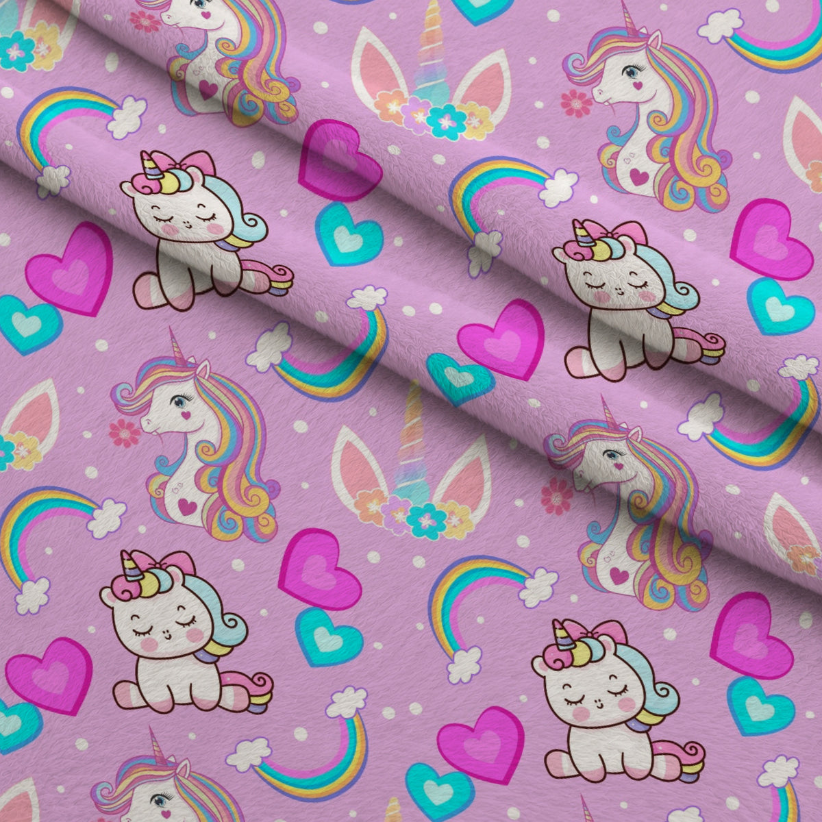 Pastel Pony Dreams Pattern 1 Minky Fabric — plush minky folded close-up preview (mv-minky-v1:lying)