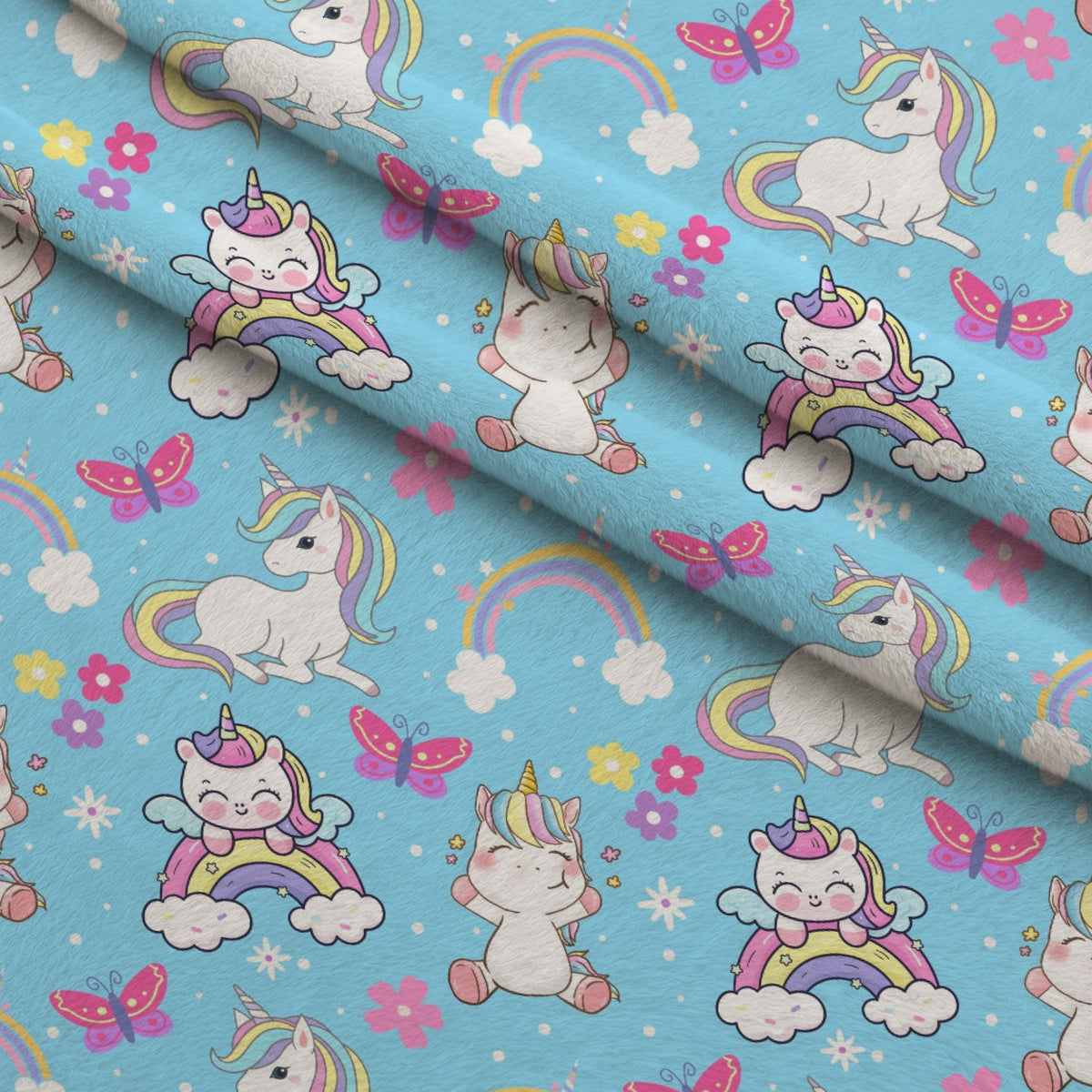 Pastel Pony Dreams Pattern 11 Minky Fabric — plush minky folded close-up preview (mv-minky-v1:lying)