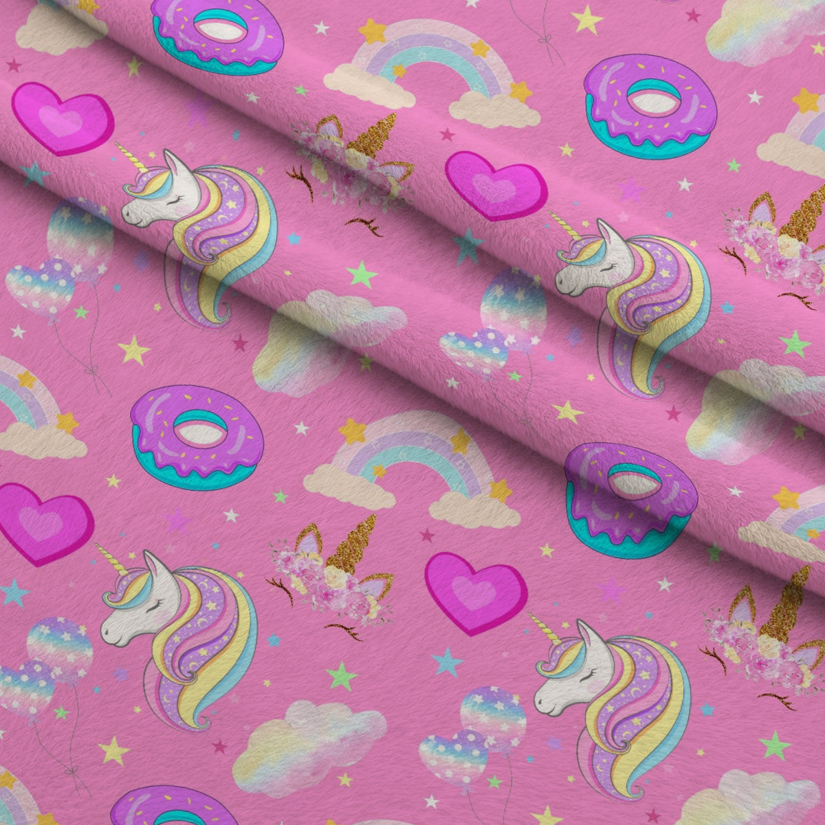 Pastel Pony Dreams Pattern 2 Minky Fabric — plush minky folded close-up preview (mv-minky-v1:lying)