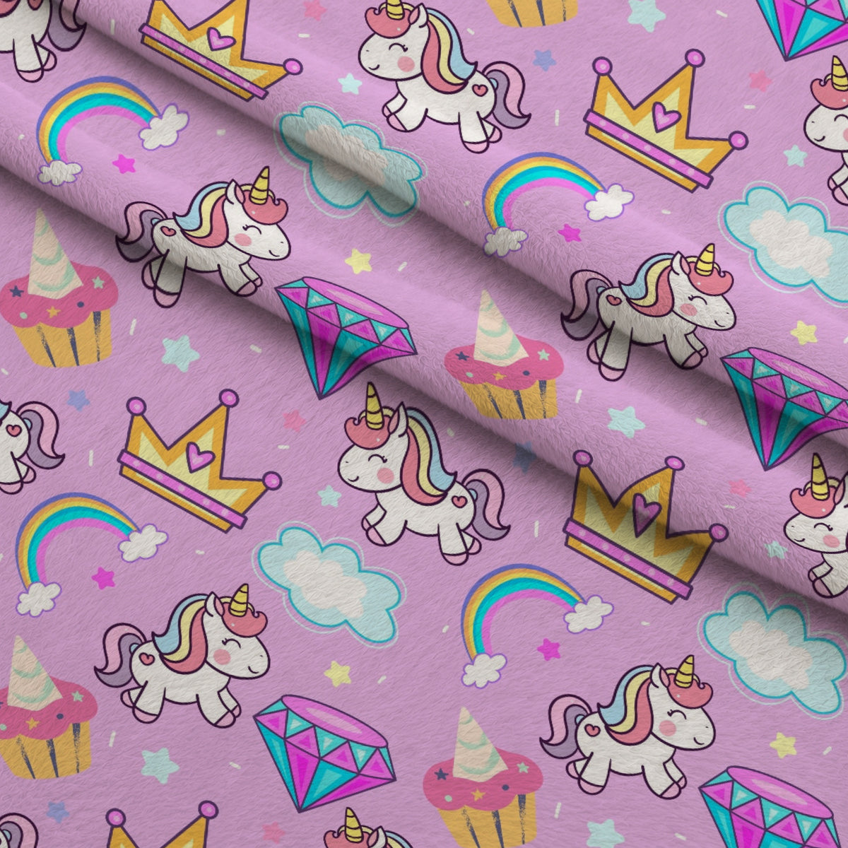 Pastel Pony Dreams Pattern 3 Minky Fabric — plush minky folded close-up preview (mv-minky-v1:lying)