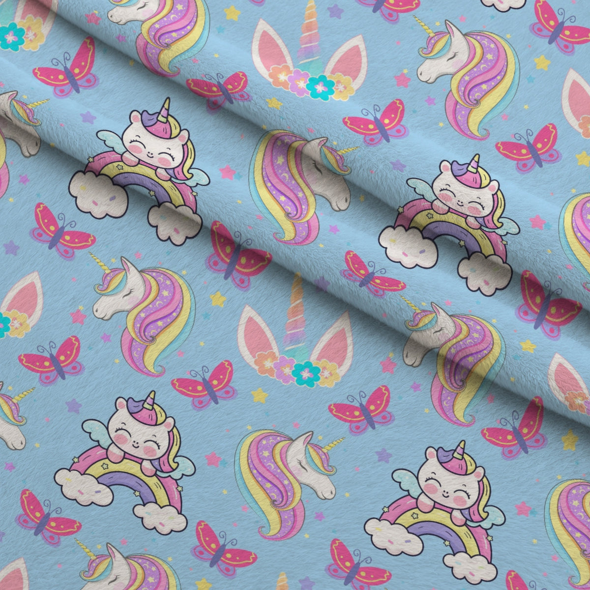 Pastel Pony Dreams Pattern 4 Minky Fabric — plush minky folded close-up preview (mv-minky-v1:lying)