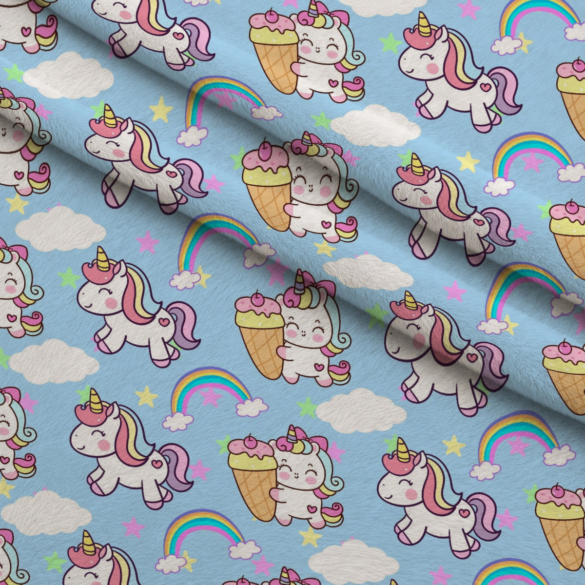 Pastel Pony Dreams Pattern 5 Minky Fabric — plush minky folded close-up preview (mv-minky-v1:lying)