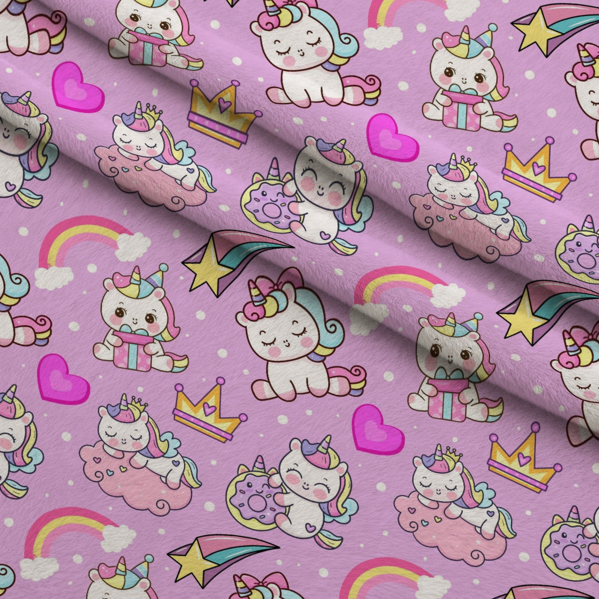 Pastel Pony Dreams Pattern 6 Minky Fabric — plush minky folded close-up preview (mv-minky-v1:lying)