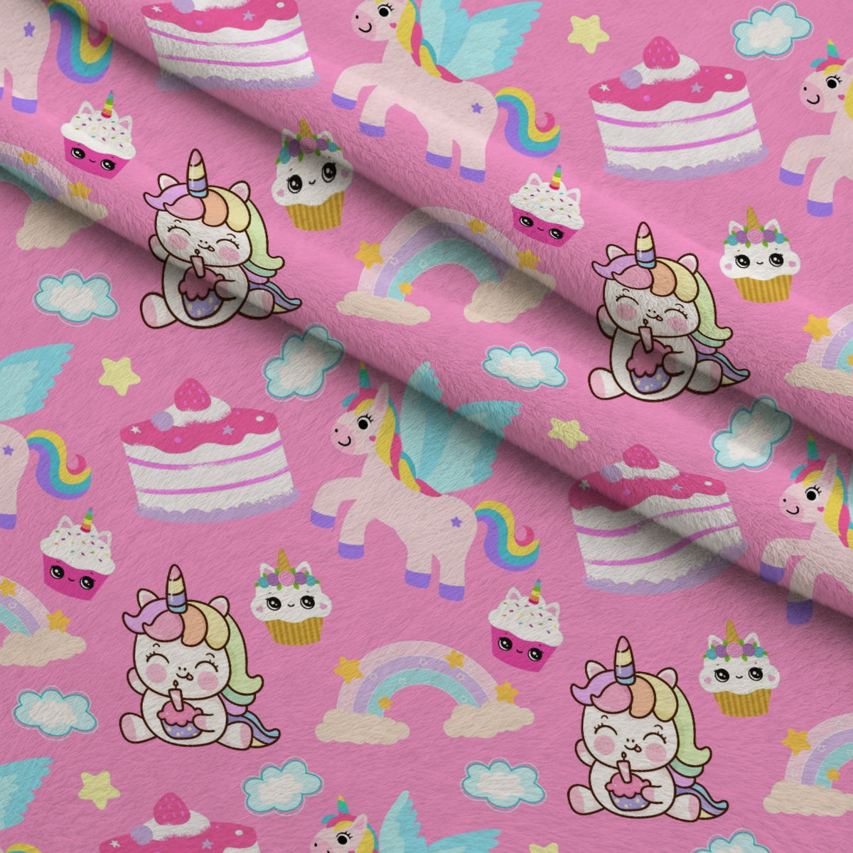 Pastel Pony Dreams Pattern 7 Minky Fabric — plush minky folded close-up preview (mv-minky-v1:lying)