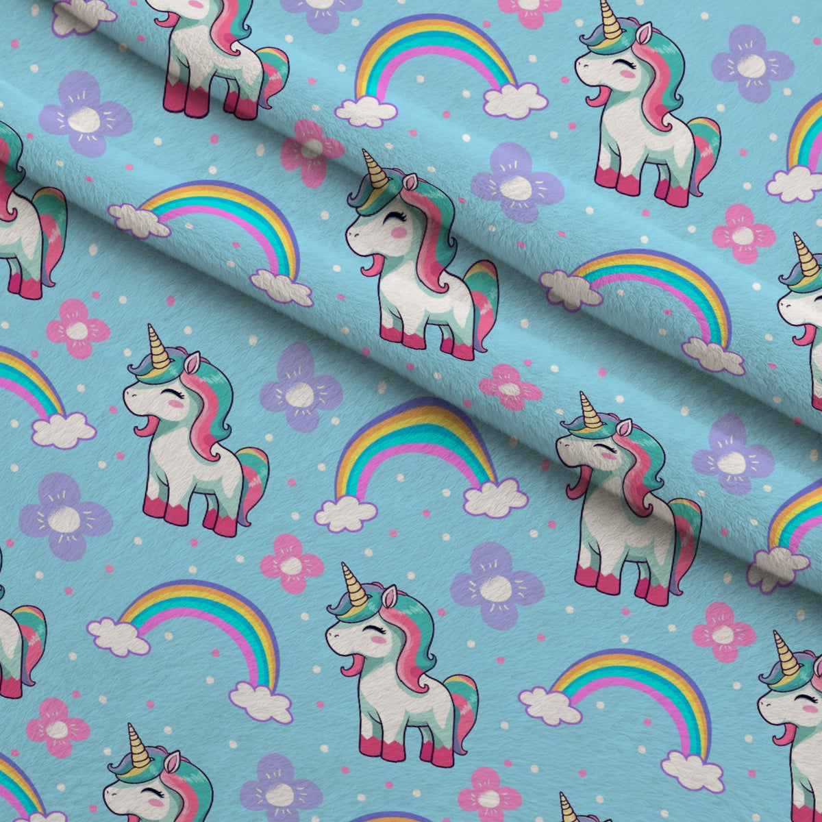 Pastel Pony Dreams Pattern 8 Minky Fabric — plush minky folded close-up preview (mv-minky-v1:lying)