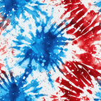 red, white, blue, tie-dye, watercolor splashes, starburst pattern, radiating design, patriotic colors, abstract explosion, paint splatters,, fabric panel, americana theme, fourth of july, independence day, dynamic movement, artistic swirls, celebration motif