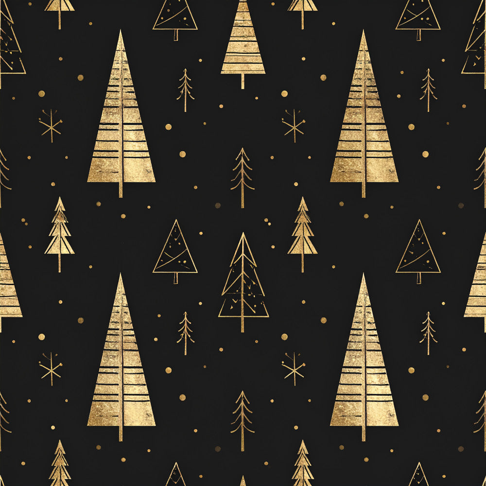 black and gold, gold foil, metallic gold, christmas trees, holiday, winter, festive, elegant, modern, geometric trees, snowflakes, gold dots, luxury, sophisticated, dark background, black background, christmas, seasonal, tree pattern, striped trees, minimalist, contemporary, nature, forest, evergreen, decorative trees, sparkle, glamorous