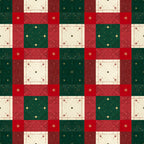 forest green, deep red, cream, gold, christmas, holiday, geometric, quilted, stars, snowflakes, festive, traditional, vintage, elegant, winter, seasonal, red and green, patchwork, celestial, sparkle, retro, classic, timeless, home decor, cozy, decorative squares, winter holiday, nostalgic