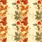 autumn leaves, fall foliage, rust red, burnt orange, golden yellow, sage green, olive green, cream background, vintage botanical, floral vines, climbing vines, tendrils, nature inspired, botanical print, traditional style, rustic elegance, harvest theme, autumn colors, seasonal décor, warm tones, earthy tones, woodland, natural elements, garden inspired, cottage style, classic design, elegant florals, repeating pattern, autumn harvest, fall season