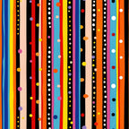 colorful stripes, polka dots, vertical stripes, geometric pattern, bright colors, orange, yellow, red, blue, pink, purple, black, white, rainbow colors, modern design, contemporary style,, fabric panel, vibrant pattern, multicolored, playful design, cotton fabric