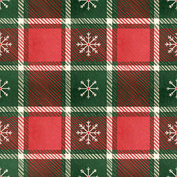 forest green, red, cream white, plaid, tartan, checkered, geometric, snowflakes, christmas, holiday, winter, traditional, rustic, festive, cozy, seasonal, red and green plaid, striped, diagonal stripes, candy cane stripes, snowflake motif, classic plaid pattern, vintage style, cabin aesthetic, scandinavian, warm tones, festive design, holiday decor, winter wonderland, christmas fabric