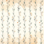cream, sage green, soft green, beige, tan, peach, soft peach, botanical, floral, wildflower, delicate, vintage, nature, botanical print, spring, soft and subtle, elegant, rustic, watercolor, hand-painted, flower stems, scattered flowers, minimalist, calming, gentle, nursery, baby room, nature inspired, cottage core, farmhouse