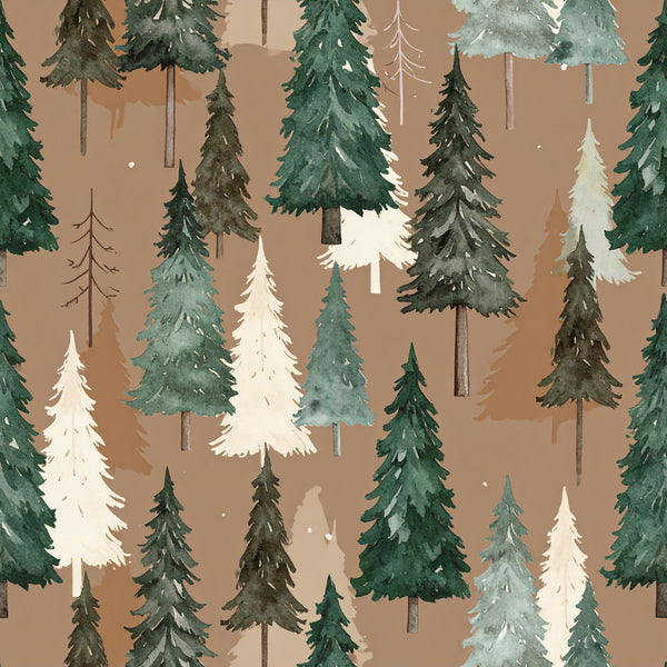 forest green, cream white, sage green, taupe, evergreen, woodland, pine trees, coniferous trees, nature, forest, winter, christmas, holiday, rustic, natural, peaceful, cozy, cabin, lodge, whimsical, watercolor, painted, misty, soft, serene, nursery, kids room, playroom, children, nature-inspired