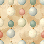 cream, sage green, dusty blue, mauve pink, soft blue, pastel colors, ornaments, baubles, hanging decorations, polka dots, spotted pattern, christmas, holiday, festive, vintage, retro, elegant, whimsical, nursery, baby room, kids room, modern, soft aesthetic, metallic accents, gold caps, winter, festive decor, decorative balls, neutral tones, soft palette