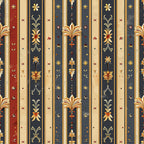 medieval, french pattern, burgundy red, navy blue, cream beige, gold accents, vertical stripes, floral motifs, ornate designs, decorative elements,, fabric panel, renaissance style, heraldic patterns, vintage inspired, royal colors, elegant stripes, botanical designs, damask style, antique finish