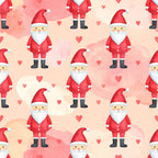 santa claus, christmas, holiday, red, cream, coral pink, rose pink, white, hearts, love, whimsical, playful, children's, kids room, nursery, festive, cheerful, cute, jolly, winter, seasonal, santa pattern, repeating pattern, decorative, family friendly, gift worthy, joyful, merry