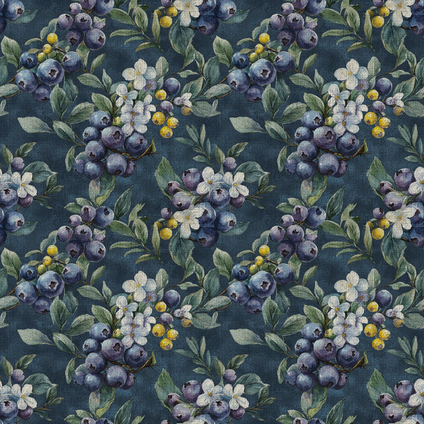 navy blue, dark teal, blueberries, purple berries, cream white, golden yellow, forest green, botanical, floral, berries and flowers, nature, vintage, traditional, elegant, botanical print, blueberry, wildflowers, berry pattern, flowering branches, cottage core, farmhouse, spring, summer, garden themed, fruit and flowers, delicate florals, natural elements, whimsical, rustic elegant