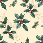 christmas holly, festive greenery, red berries, cream background, forest green leaves, holiday botanical, winter florals, evergreen branches, traditional christmas, elegant holiday, vintage botanical, nature-inspired, seasonal decor, christmas bedding, holiday nursery, winter wonderland, spiky leaves, berry clusters, gold accents, cream and green, festive nature, holiday botanical print, traditional christmas decor, winter greenery, holiday baby, christmas nursery, rustic holiday, classic christmas
