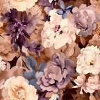 mauve, dusty purple, cream, ivory, blush pink, dusty rose, deep purple, bronze, sage blue, floral, botanical, peonies, roses, romantic, vintage, elegant, garden, nature, spring, summer, feminine, whimsical, traditional, home decor, nursery, baby shower, romantic floral, layered petals, blooming flowers