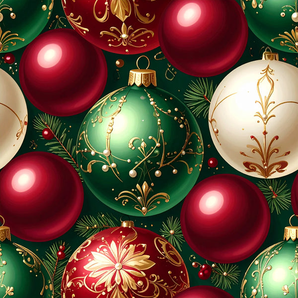 deep red, forest green, cream white, gold accents, burgundy, emerald green, metallic gold, ornamental, damask, baroque, floral, victorian, elegant, luxurious, vintage, traditional, christmas, holiday, festive, ornaments, decorative, botanical, pine branches, winter, formal, sophisticated, classic
