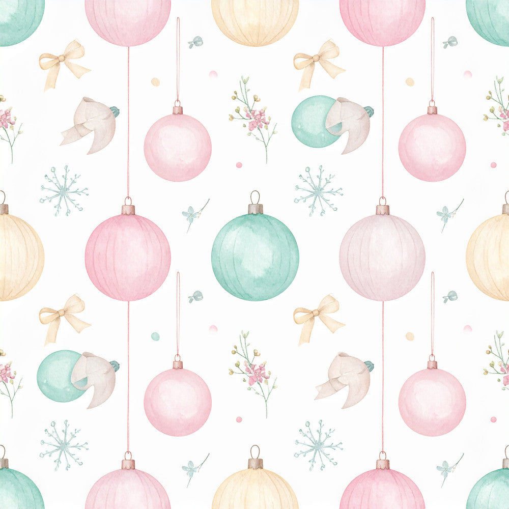 blush pink, sage green, cream, pastel colors, christmas ornaments, holiday, festive, whimsical, elegant, delicate, bows, ribbons, flowers, baby shower, nursery, kids room, playroom, baby girl, soft, gentle, winter, seasonal, decorative balls, floral accents, baby gifts, sweet, charming, enchanting