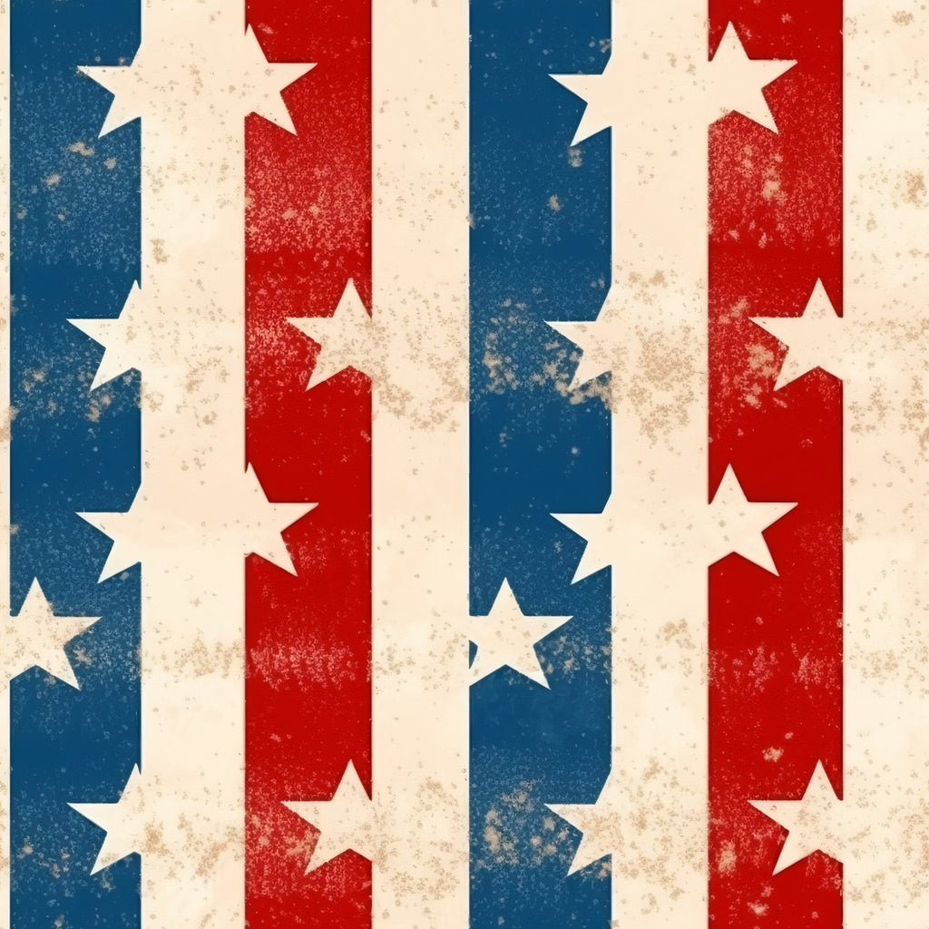 distressed texture, patriotic theme, red white blue, vintage weathered, stars pattern, vertical stripes, aged appearance,, fabric panel, american flag inspired, worn effect, faded colors, rustic finish, cotton fabric, crafting material, sewing supplies, independence day, fourth of july