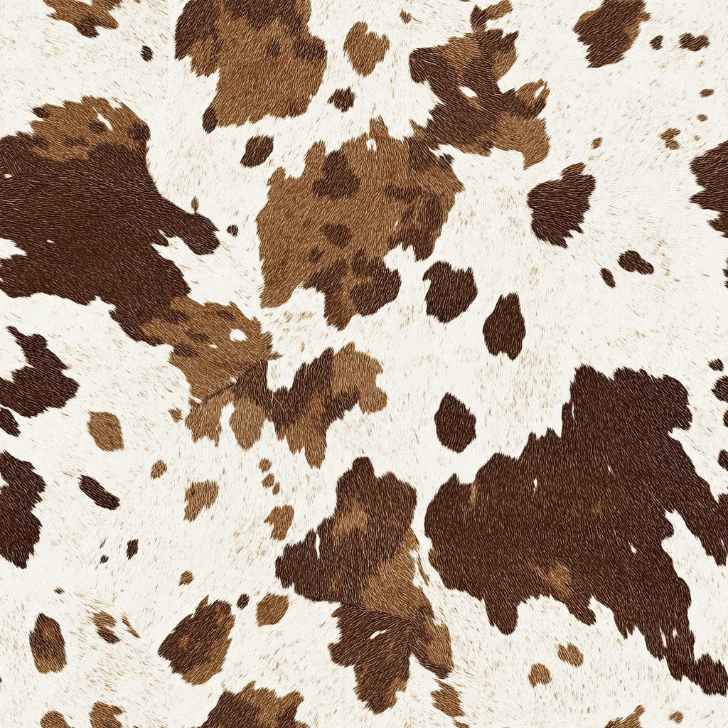 cow hide, brown spots, white background, animal print, cowhide pattern, irregular patches, natural markings, western theme, rustic style,, fabric panel, bovine print, ranch aesthetic, country motif, organic shapes, earth tones, spotted design, livestock pattern, farm animal, western decor