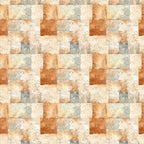 shabby chic, rustic, weathered texture, cream, beige, terracotta, sage green, dusty blue, burnt orange, patchwork blocks, distressed finish, vintage style, aged appearance,, fabric panel, neutral tones, earthy palette, cottage core, farmhouse aesthetic, textured squares