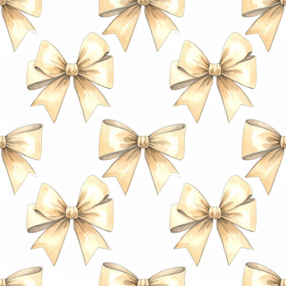 cream, gold, tan, beige, champagne, metallic gold, bows, ribbons, elegant, vintage, luxury, glamorous, sophisticated, feminine, classic, holiday, christmas, gift wrapping, decorative bows, formal, traditional, timeless, nursery, baby girl, pale gold, shiny bows, ribbon pattern, celebration