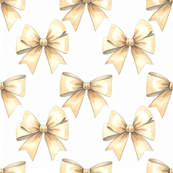 cream, gold, tan, beige, champagne, metallic gold, bows, ribbons, elegant, vintage, luxury, glamorous, sophisticated, feminine, classic, holiday, christmas, gift wrapping, decorative bows, formal, traditional, timeless, nursery, baby girl, pale gold, shiny bows, ribbon pattern, celebration