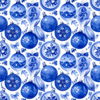 cobalt blue, royal blue, periwinkle blue, white, blue and white, floral, ornaments, christmas, holiday, delft blue, vintage, elegant, traditional, botanical, flowers, leaves, bows, ribbons, festive, winter, celestial, decorative, classic, timeless, nursery, baby shower, children's, whimsical, seasonal