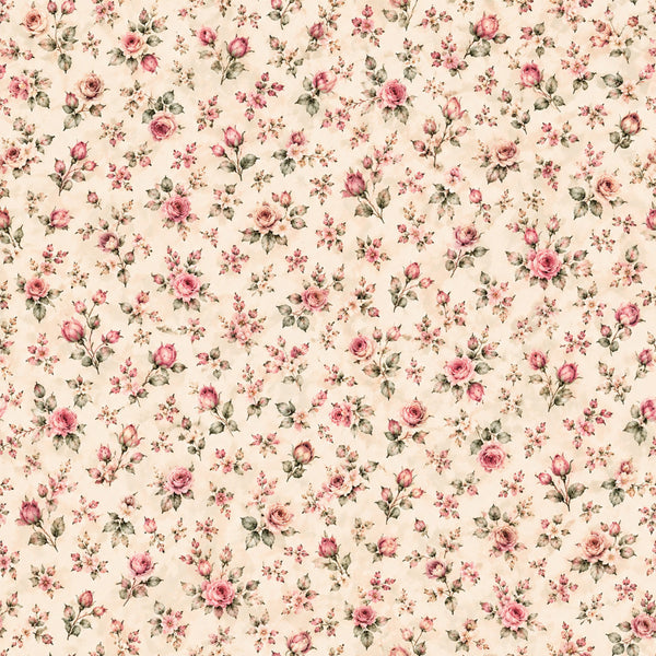 dusty rose, blush pink, mauve, cream, beige, pale pink, sage green, vintage floral, botanical, roses, flower sprigs, romantic, elegant, traditional, vintage, cottage core, classic, spring, garden, nature, delicate, feminine, nursery, baby girl, heirloom, timeless, soft, gentle, calming, shabby chic