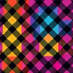 neon colors, gingham pattern, checkered design, diamond shapes, geometric pattern, bright pink, electric blue, vibrant orange, lime green, purple, yellow,, fabric panel, checkerboard motif, colorful squares, rainbow hues, modern pattern, contemporary design, patchwork style, crafting fabric