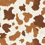 cow print, cowhide pattern, brown spots, cream background, tan patches, irregular shapes, animal print, western theme, ranching motif, livestock pattern, natural markings, organic shapes, rustic style, farmhouse aesthetic,, fabric panel, country decor, bovine design, mottled texture, earthy tones