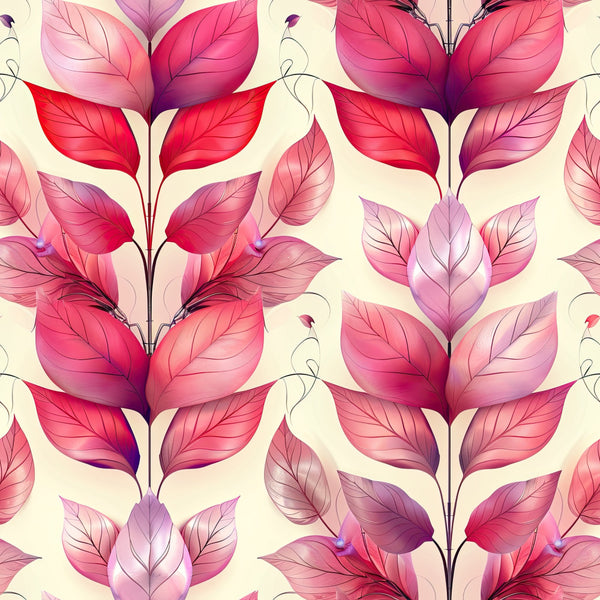 coral pink, hot pink, magenta, lavender, purple, rose pink, crimson red, deep purple, gradient pink, floral, botanical, leaves, nature-inspired, elegant, modern, whimsical, romantic, spring, summer, garden, flowing, artistic, decorative, nursery, children's room, baby shower, soft, delicate, multi-colored, jewel tones