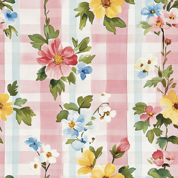 pastel pink, soft blue, pale yellow, cream white, sage green, floral, gingham check, striped, vintage floral, cottage core, farmhouse, garden flowers, daisies, cosmos flowers, roses, spring, summer, traditional, whimsical, cheerful, bright, colorful, nature, botanical, feminine, pretty, delicate, timeless, classic, children's fabric