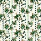 forest green, cream, white, gold, red berries, candy cane stripe, floral, botanical, holiday, christmas, festive, vintage, elegant, traditional, nature, winter, seasonal, decorative flowers, striped, geometric stripes, leaves, berries, classic, timeless, gift fabric, whimsical, botanical print, evergreen, holiday themed, festive design