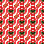 christmas, holiday, festive, gingerbread men, gingerbread, green bows, ribbons, red and white, cream, candy cane stripes, striped, geometric, retro, vintage, whimsical, playful, traditional, seasonal, kids, children, nursery, playroom, winter, decorative, festive motifs, classic christmas, nostalgic
