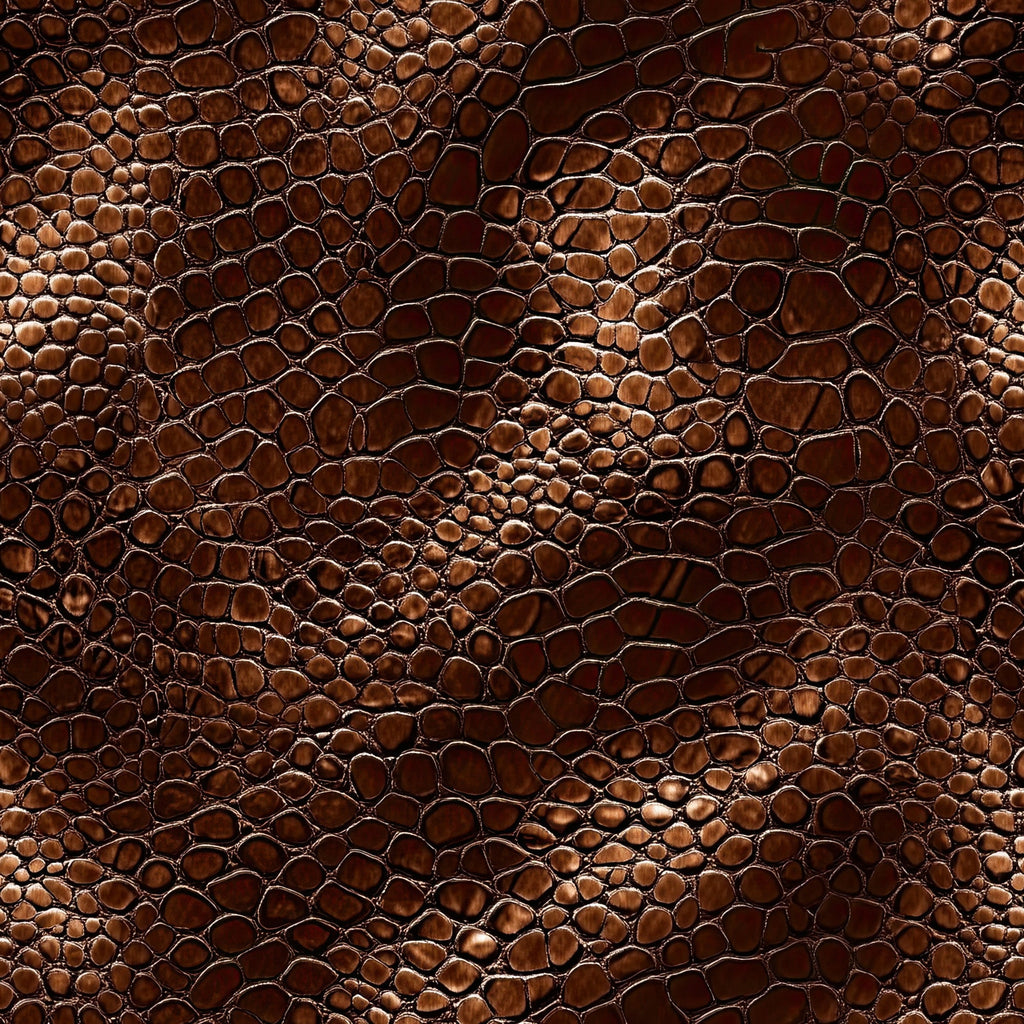 brown, cognac, leather texture, crocodile skin, reptile pattern, scales, embossed surface, rich brown tones, textured fabric, animal print, exotic skin, luxury texture,, fabric panel, western theme, rustic brown, natural pattern, dimensional texture, glossy finish, organic shapes