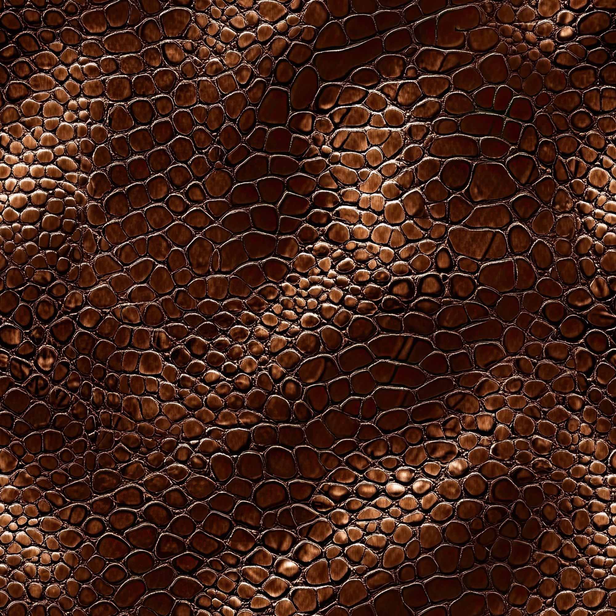 brown, cognac, leather texture, crocodile skin, reptile pattern, scales, embossed surface, rich brown tones, textured fabric, animal print, exotic skin, luxury texture,, fabric panel, western theme, rustic brown, natural pattern, dimensional texture, glossy finish, organic shapes
