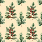 cream, forest green, rust red, burgundy, botanical, nature, pine branches, pinecones, berries, woodland, rustic, vintage, traditional, holiday, christmas, winter, natural, earthy, organic, cottage core, farmhouse, cozy, evergreen, festive, seasonal, nature inspired, hand painted, illustration style