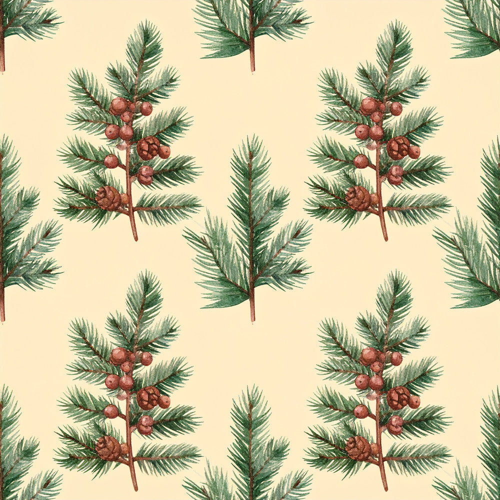 cream, forest green, rust red, burgundy, botanical, nature, pine branches, pinecones, berries, woodland, rustic, vintage, traditional, holiday, christmas, winter, natural, earthy, organic, cottage core, farmhouse, cozy, evergreen, festive, seasonal, nature inspired, hand painted, illustration style