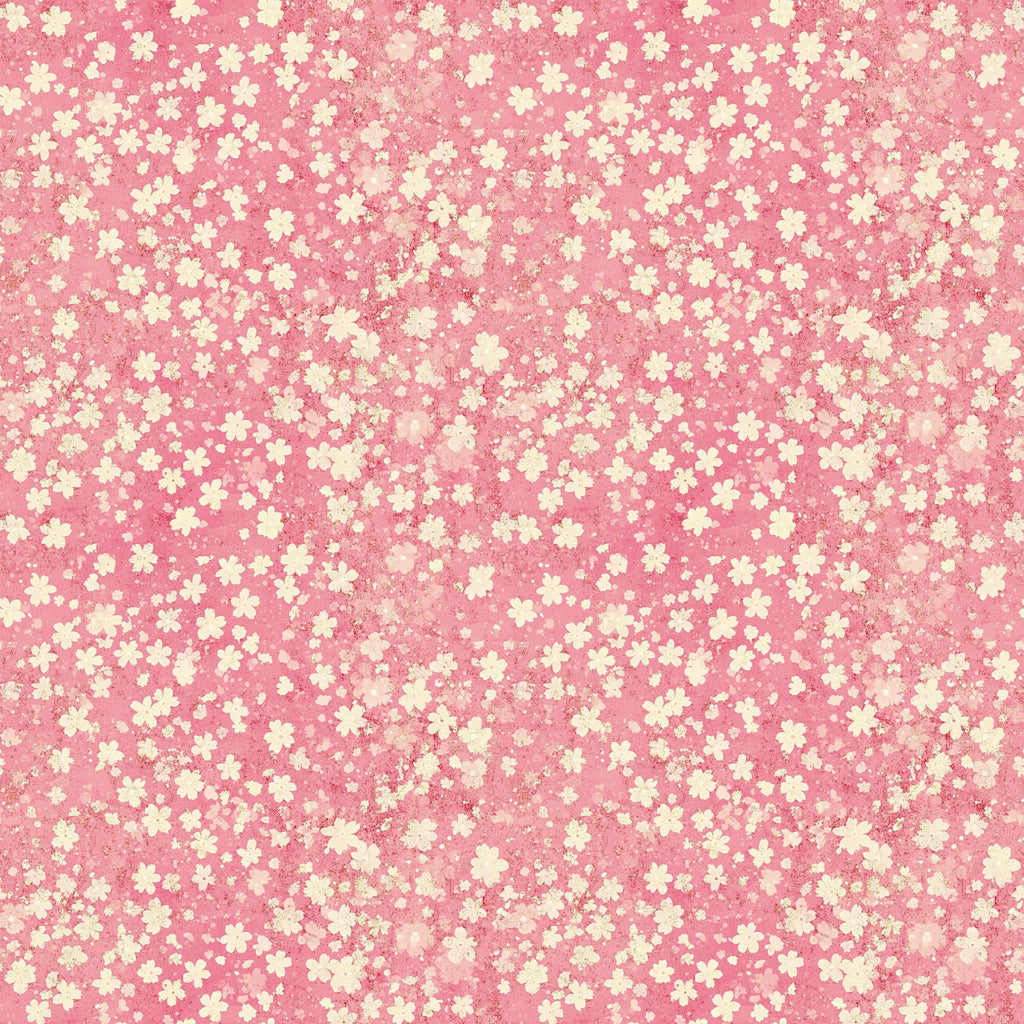 vintage pink, coral pink, cream flowers, yellow flowers, floral pattern, cherry blossoms, sakura flowers, scattered blooms, ditsy print, small florals,, fabric panel, spring flowers, delicate petals, romantic style, soft pastels, vintage aesthetic, blooming pattern, textile design, crafting fabric