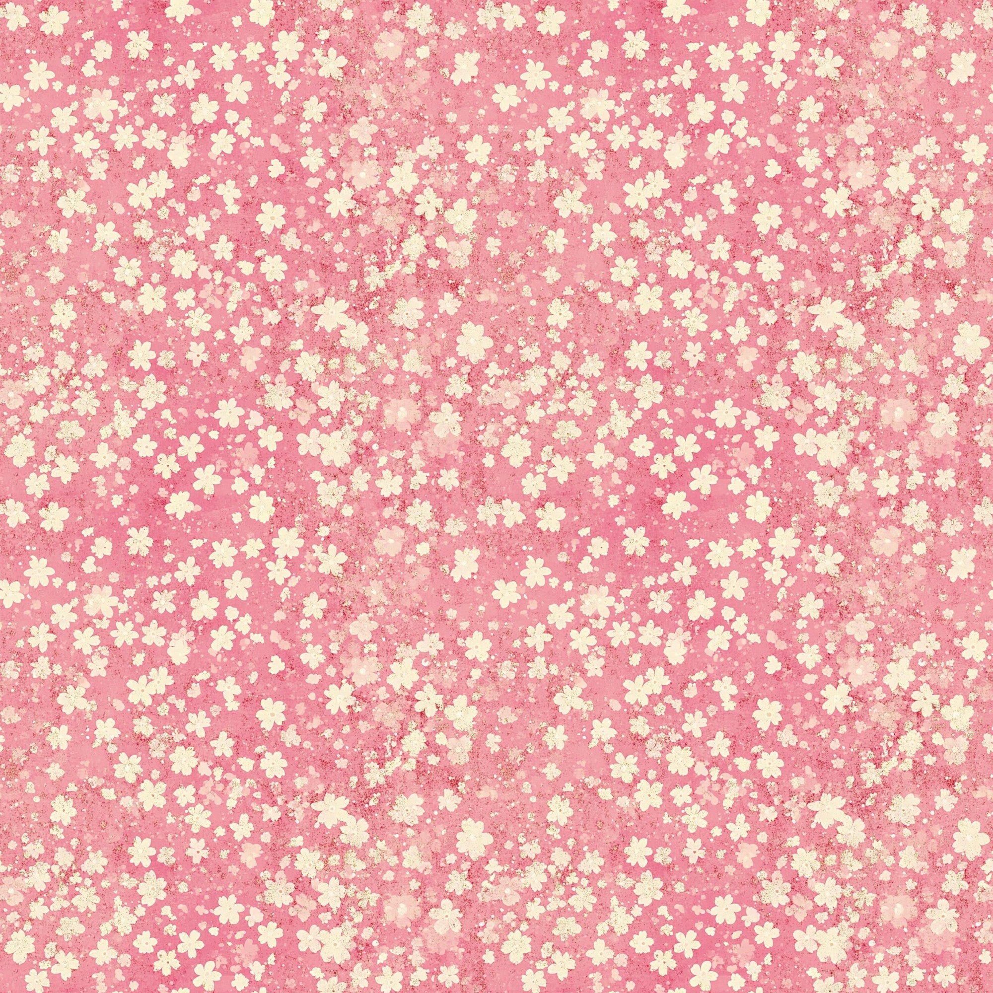 vintage pink, coral pink, cream flowers, yellow flowers, floral pattern, cherry blossoms, sakura flowers, scattered blooms, ditsy print, small florals,, fabric panel, spring flowers, delicate petals, romantic style, soft pastels, vintage aesthetic, blooming pattern, textile design, crafting fabric
