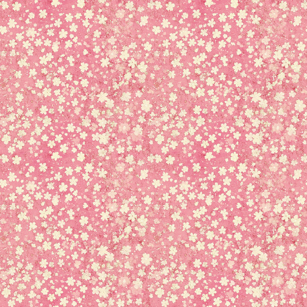vintage pink, coral pink, cream flowers, yellow flowers, floral pattern, cherry blossoms, sakura flowers, scattered blooms, ditsy print, small florals,, fabric panel, spring flowers, delicate petals, romantic style, soft pastels, vintage aesthetic, blooming pattern, textile design, crafting fabric