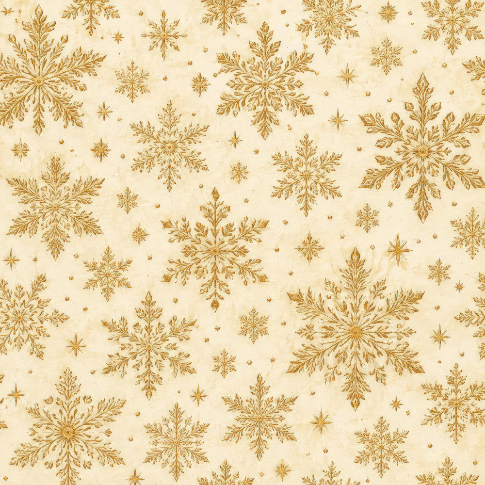 gold snowflakes, cream background, ivory, champagne, winter, holiday, christmas, elegant, traditional, snowflake pattern, geometric stars, celestial, festive, ornamental, luxury, glamorous, vintage, classic, formal, four-pointed stars, intricate detail, sparkly, metallic gold, seasonal, winter wonderland, sophisticated, timeless, decorative motifs