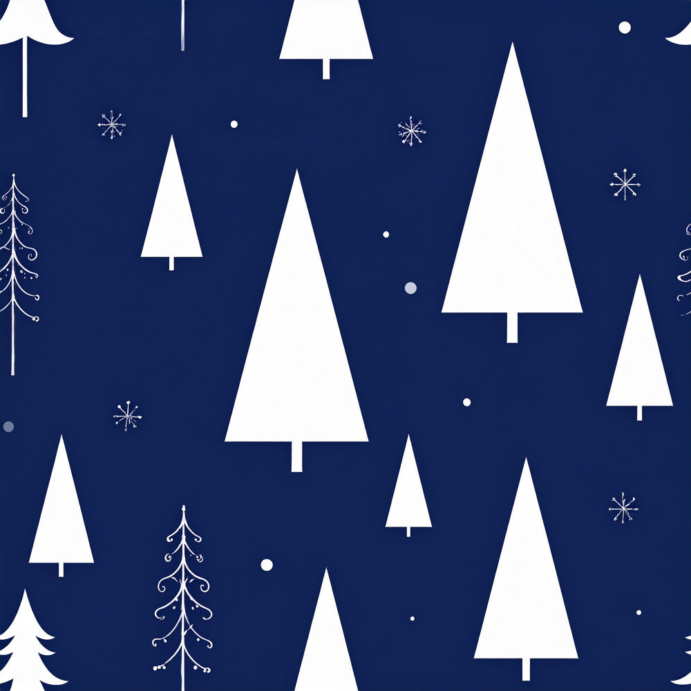 navy blue, white, winter, christmas, holiday, snowflakes, evergreen trees, pine trees, festive, modern, geometric, minimalist, scandinavian, snow, seasonal, kids room, nursery, playroom, baby, whimsical, forest, trees, elegant, simple, contemporary, winter wonderland, snowy, cold weather, december
