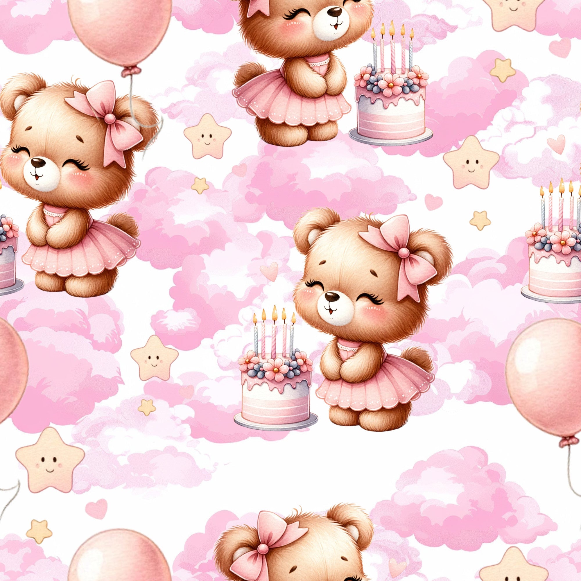 Pink Baby Teddy Bears Pattern 9 Minky Fabric