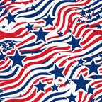 red, white, blue, patriotic, stars, swirls, flowing stripes, americana,, fabric panel, fourth of july, independence day, dynamic movement, curved lines, festive, national colors, star pattern, wavy stripes, cotton fabric, celebratory